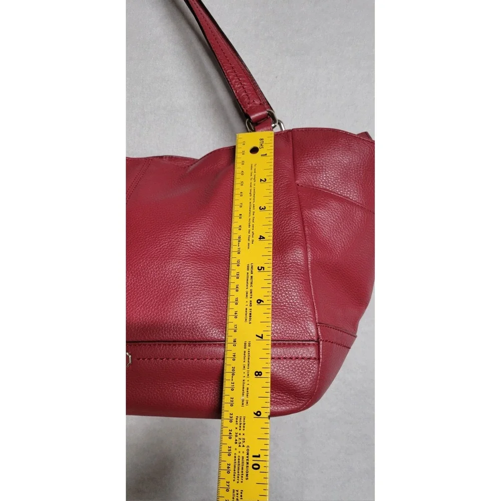 Red Pebble Grain Leather Dual Handle Coach Handbag W Zipper Closure J1321 F23284